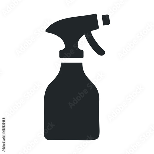 Silhouette of spray bottle with trigger nozzle in simple icon style