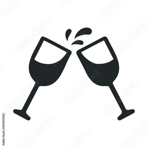 Celebratory toast with clinking glasses icon symbolizing a festive occasion