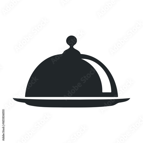 Silhouette of a cloche: elegant serving dish with tray icon