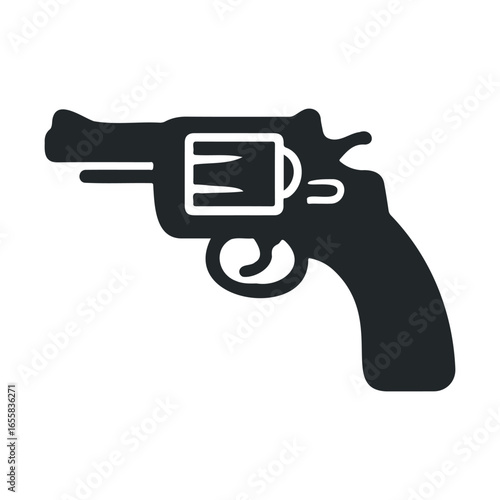 Classic black revolver icon on white background