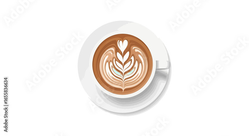 Aromatic delight of latte art adorned with a graceful heart design