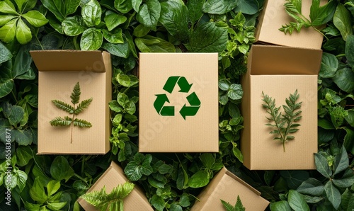 Modern sustainable packaging center focused on eco-friendly practices, emphasizing the use of recyclable materials in product packaging to reduce environmental impact, Generative AI