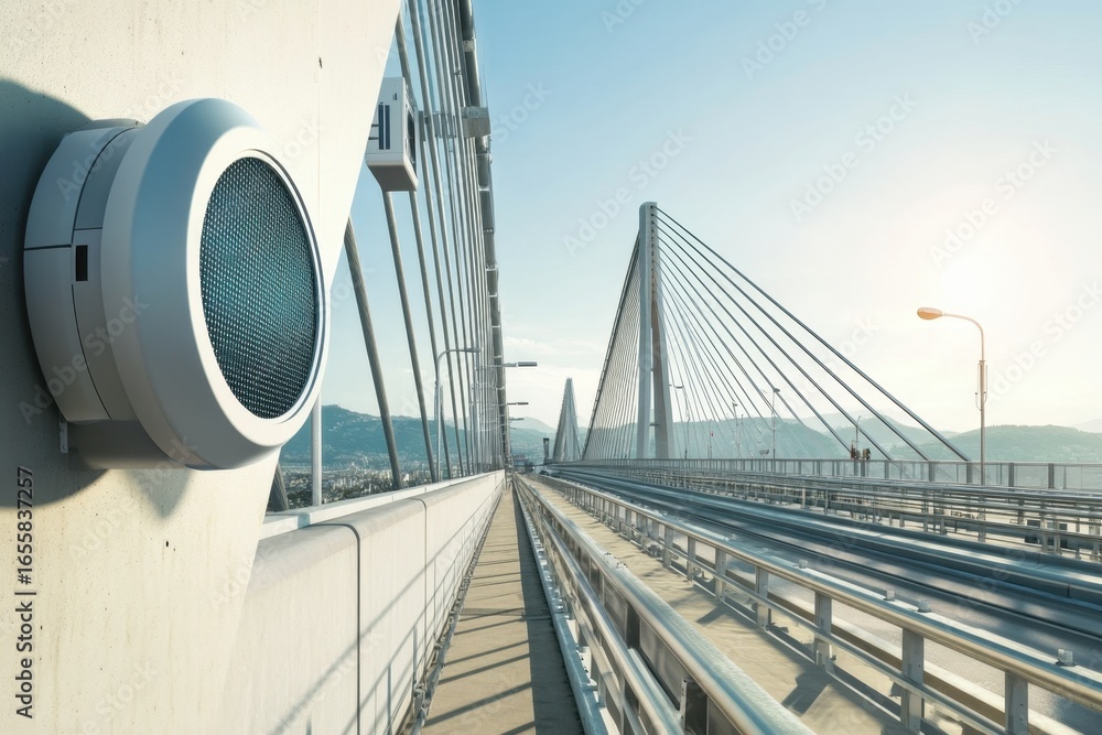 Obraz premium Innovative sound tech integrated into modern bridge architectural design