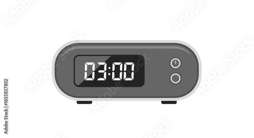 Digital Alarm Clock Displaying 3 AM or PM on White Background