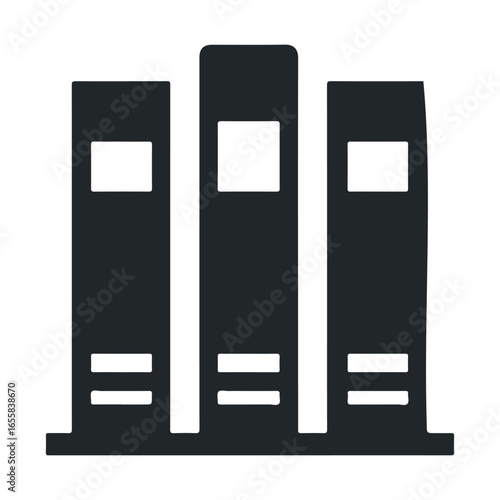 Silhouette of three office binders on shelf vector icon