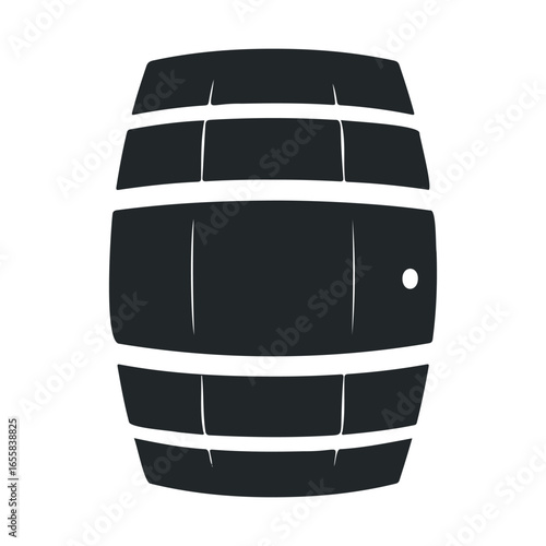Black wooden barrel silhouette on white background