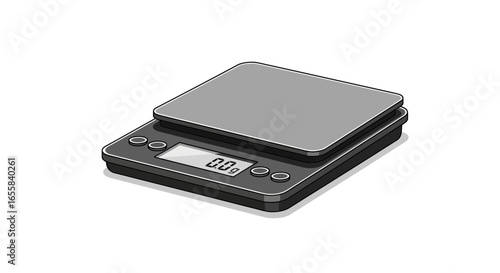 Sleek Isometric Digital Kitchen Scale Illustration on White Background
