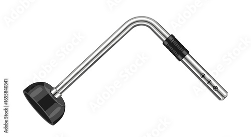 Unique angle showcasing a plumbing plunger with chrome handle on white