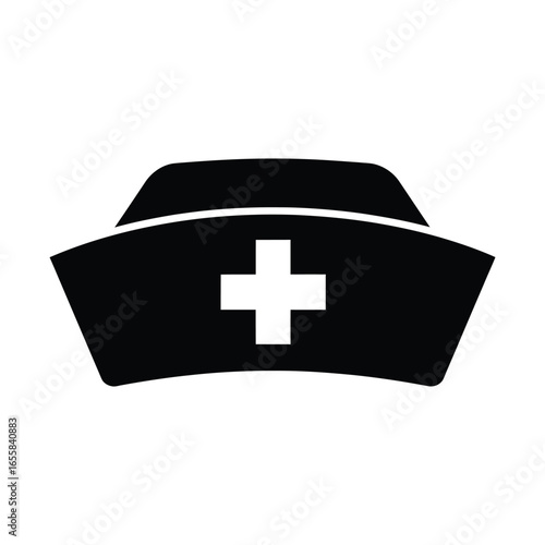 Illustration of a nurse hat with a cross, , representing medical professionals and healthcare services