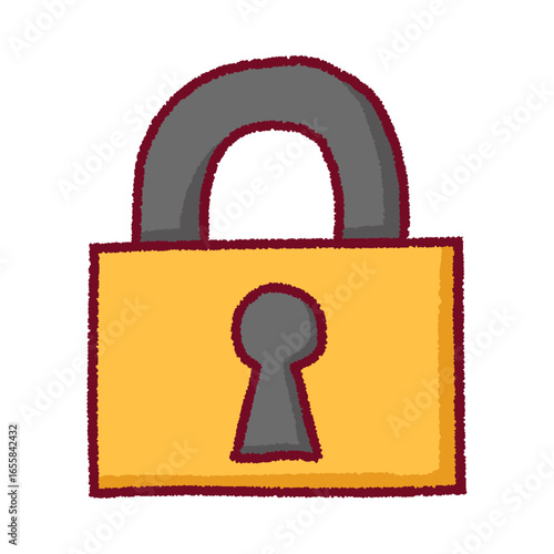 手描き風の南京錠イラスト（ベクター） / Hand-drawn Style Padlock Illustration (Vector)