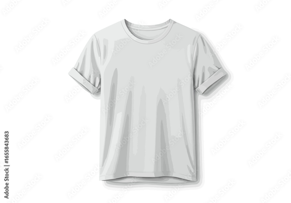 Naklejka premium A white tshirt with rolledup short sleeves is displayed on a white background with subtle shadows
