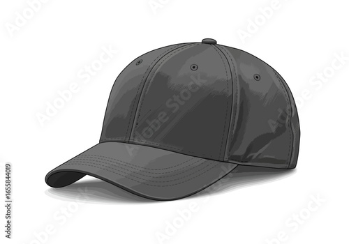 Gray baseball cap with a slightly curved brim and visible stitching