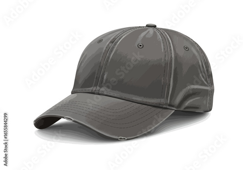 Gray baseball cap with visor visible stitching and slight shadow