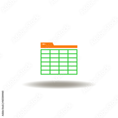 Vector illustration of spreadsheet computer work. Icon of regularize, normalize, organize of order. Symbol of web online electronic spreadsheet software.