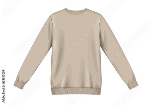 Tan sweatshirt displayed on white backdrop showing the back view and both sleeves extended outward