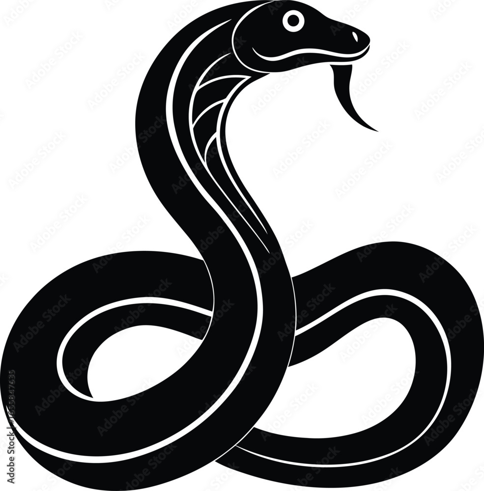 Fototapeta premium Stylized Black and White Cobra Illustration black white