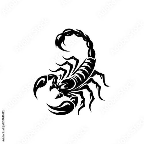 scorpion in silhouette art style on white background