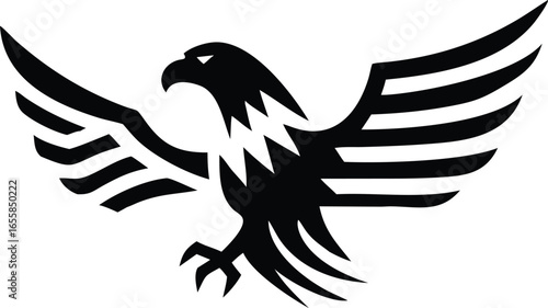 Silhouette of an eagle with wings spread wide
