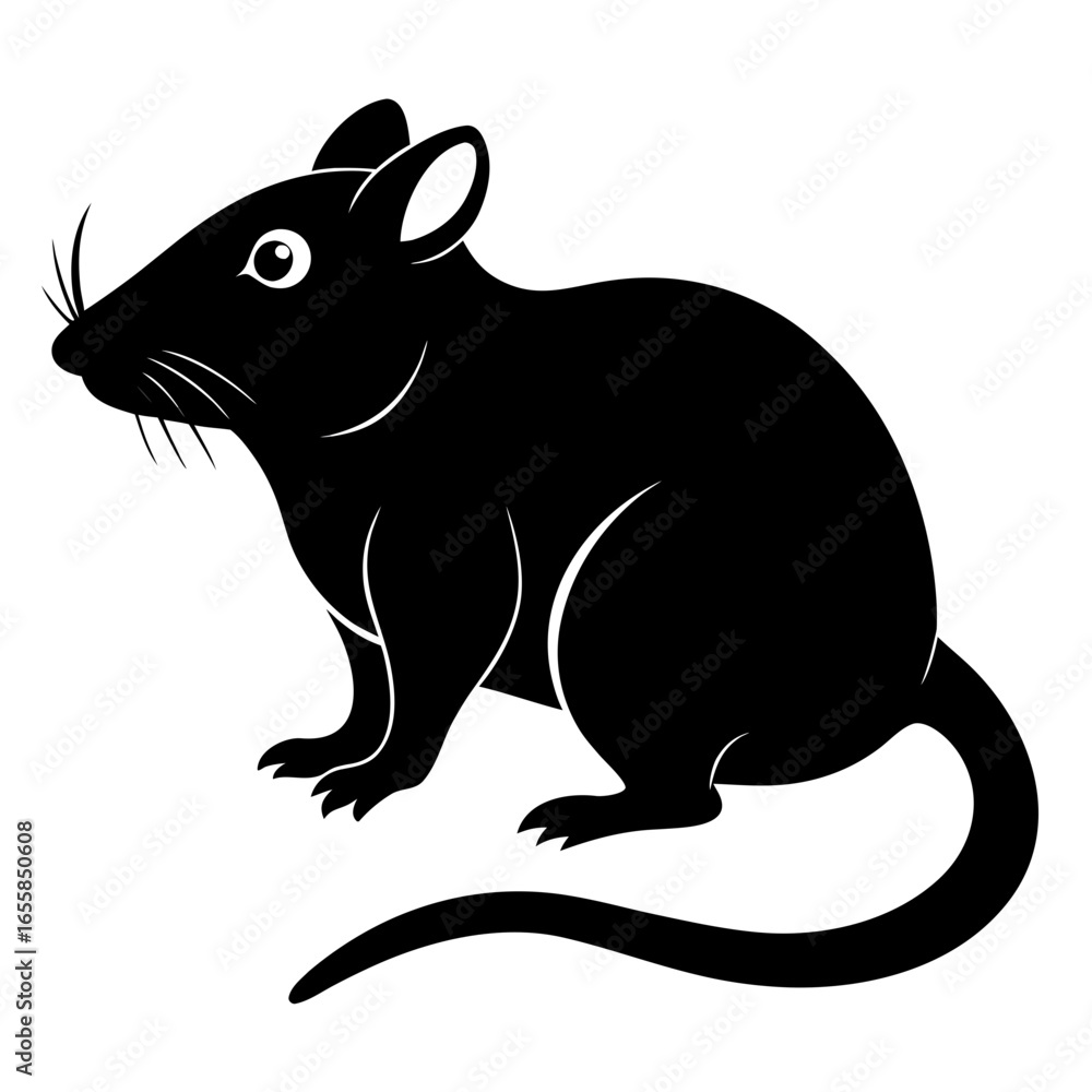 Obraz premium Rat vector clean black silhouette design white background