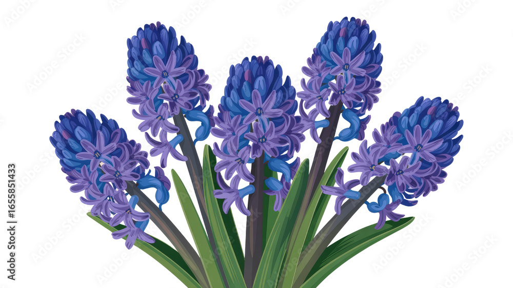 Obraz premium Vibrant Blue Hyacinth Bouquet - Spring Flower Illustration