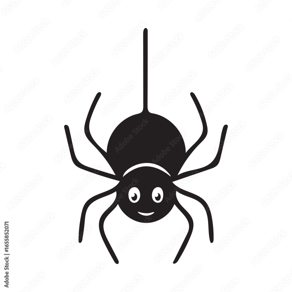 Obraz premium Simple black spider silhouette with smiling face