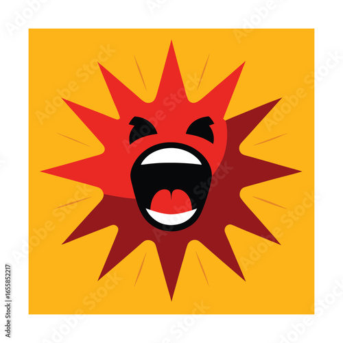 Shouting Face with Comic Rays Illustration