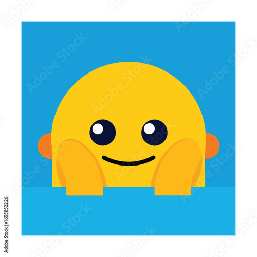 Shy Emoji Peeking from Behind Hands Vector
