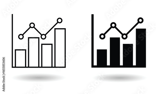 Growth success graph icon. Growth and line graph analysis thin line icon in success graph. Growth success icon. Grow bar icon vector silhouette. Vector illustration.