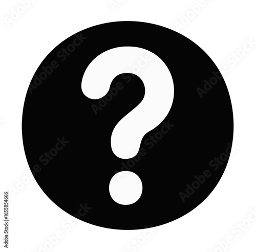 Question Mark Icon  Black Circle Help and FAQ Symbol
