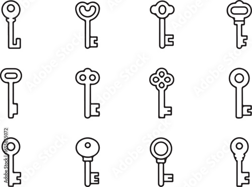 Collection of antique skeleton keys silhouette