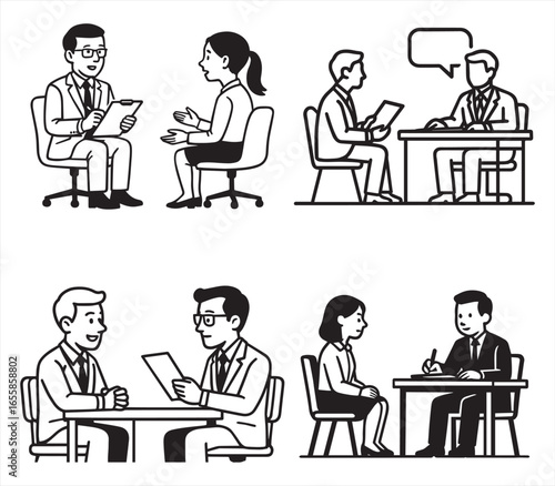 Job Interview Illustration – Business Discussion Vector