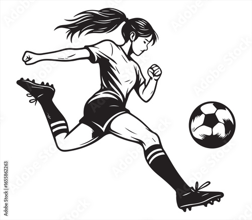 Female Soccer Player Illustration – Sports Woman Football Concept