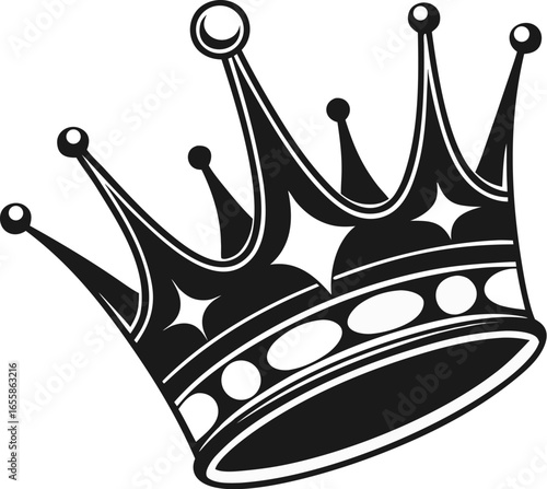 Black Crown Silhouette Vector Icon
