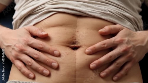 Wallpaper Mural Person gently touching their abdomen Torontodigital.ca