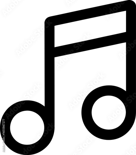 Simple black musical note symbol for melody and rhythm