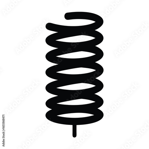 Illustration of a simple black coil spring on a  