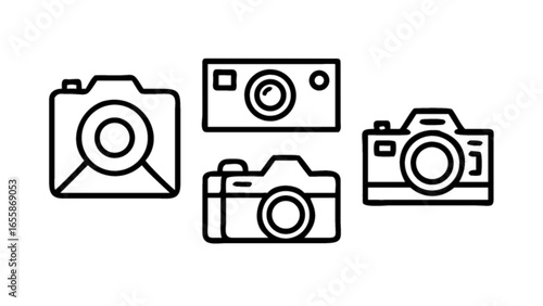 Photography camera icon set vector illustration for photographer equipment and digital camera design concept