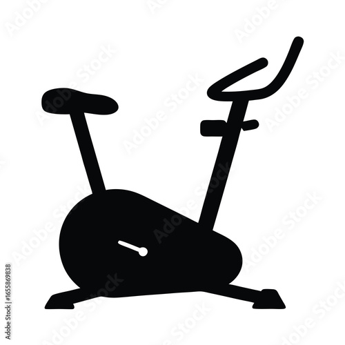 black stationary bike silhouette on white background clip art preview
