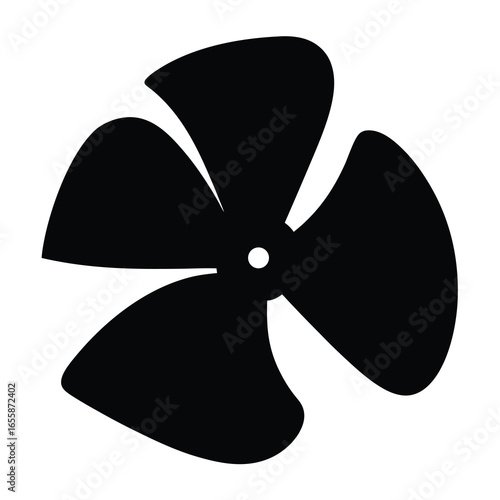 Silhouette of a four bladed fan showing industrial and design themes