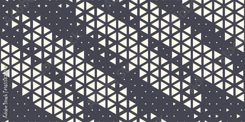 Triangular Halftone Texture Retrowave Vector Geometric Technology Abstract Background. Half Tone Triangles Retro Colored Pattern. Minimal 80s Style Dynamic Tech Structure Wallpaper