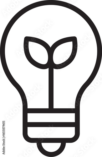Lightbulb eco energy environment green innovation idea sustainability leaf outline description must start with first 6 to 10 keywords but strictly when count all charecters include space char