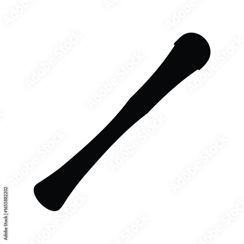 Simple black silhouette of a pestle used for grinding ingredients in cooking