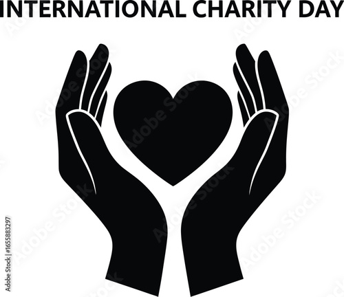 International charity day with hands holding a heart to show love and support