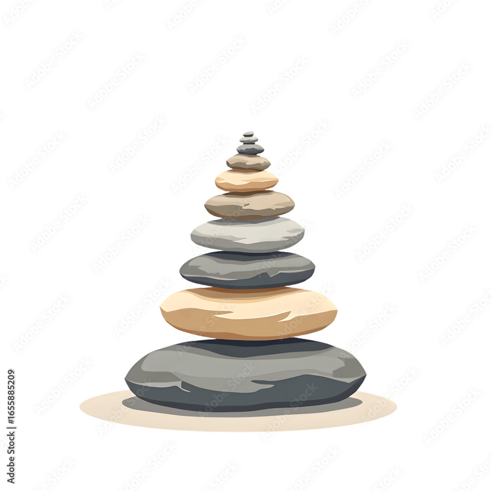 Fototapeta premium Stack of balanced stones symbolizing zen, balance, and harmony isolated on transparent background