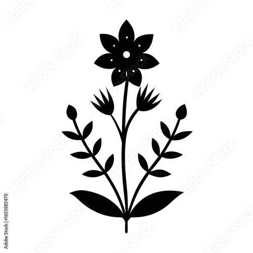 Tiny Floral Touch vector clean black silhouette design white background