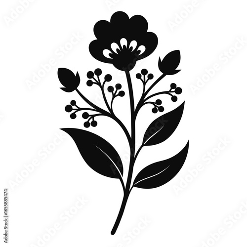 Tiny Floral Touch vector clean black silhouette design white background