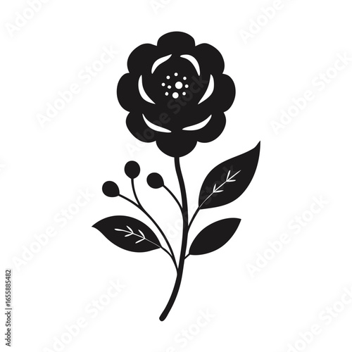 Tiny Floral Touch vector clean black silhouette design white background