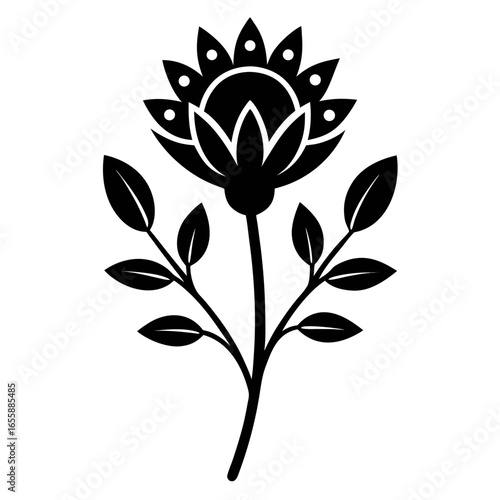 Tiny Floral Touch vector clean black silhouette design white background
