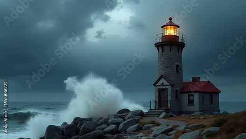 lighthouse on the coast of maine