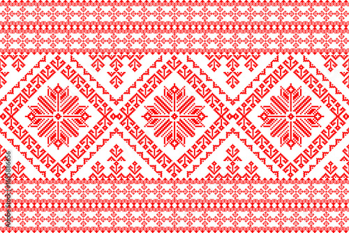 Geometric oriental pattern,geometric floral pattern on white background,vector illustration,floral cross stitch pattern,Aztec style,abstract background.design for texture,fabric,clothing,decoration